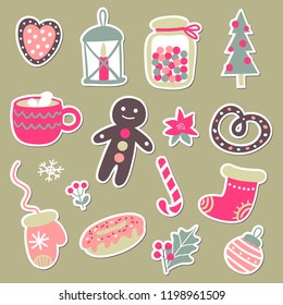 set of vector drawings for the new year holidays