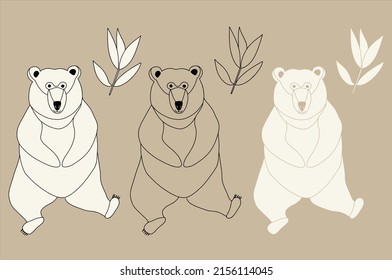 set of vector drawings on the theme of predators bears are drawn by hand with ink tattoo logos