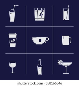 Set of vector drink icons. Logo design templates
