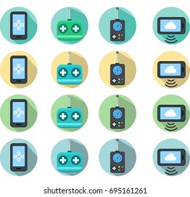 Set of vector drone control icons isolated on white background.