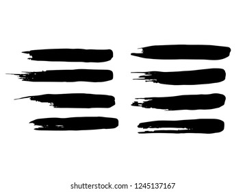 set of vector dry brush stroke. Grunge distress textured design element . used as banner, template, logo. Black painted brush stroke