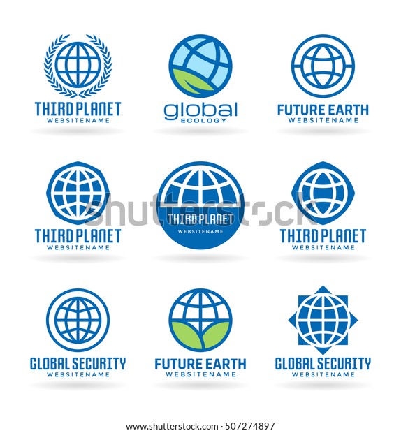Set Vector Earth Icons Logo Design Stock Image Download Now