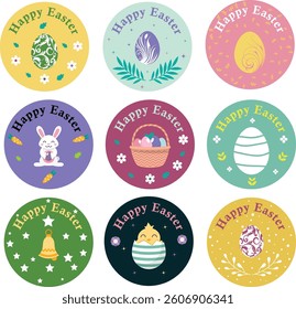 set of vector Easter egg labels
