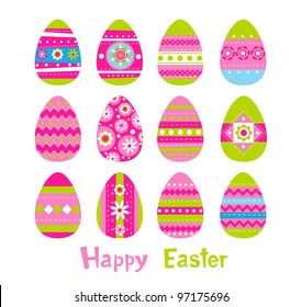 Set of vector easter eggs, happy easter