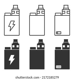 Set of vector e-cigarette icons for smoking a vape on a white background