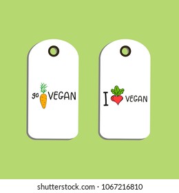 Set of Vector eco badge or tag, bio green logo. Vegan sign for cafe, restaurants, products packaging. Hand drawn leaves, branches, plant elements with lettering. Organic design template.