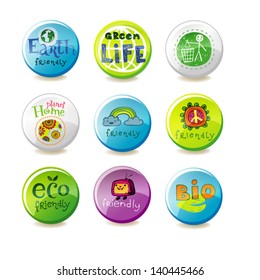 Conjunto de emblemas ecológicos vetoriais
