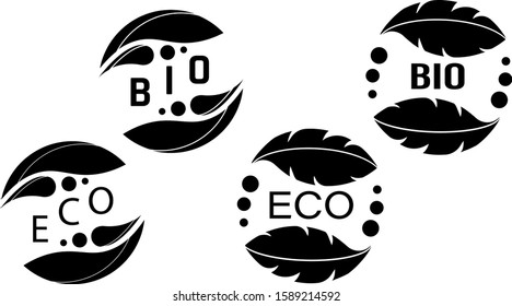 Set of vector eco and bio black badges