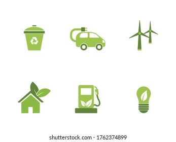 set of vector ecology icons 