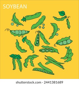 Set vector Edamame soy bean ,cartoon