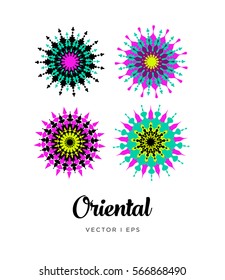 A set of vector editable shapes. Oriental style, elegant geometric symbols.