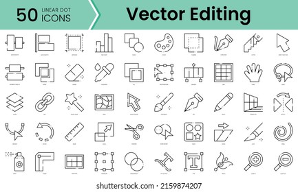 Satz von Vektorgrafik-Symbolen. Paket mit Symbolen im Line Art Style. Vektorgrafik