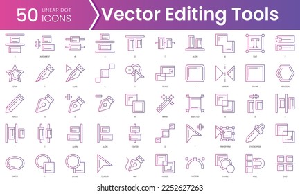 Set of vector editing tools icons. Gradient style icon bundle. Vector Illustration