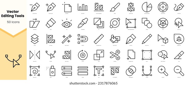 Set of vector editing tools Icons. Simple line art style icons pack. Vector illustration