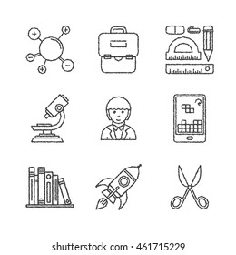 Set of vector education icons and concepts in sketch style