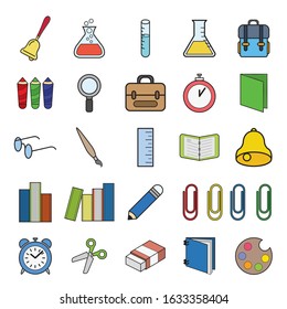Set vector  education Icons, education icon set on white background.

