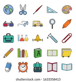 Set vector  education Icons, education icon set on white background.
