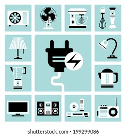 Set of vector electric household appliances icons