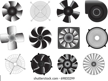 Set of vector electric industrial ventilators