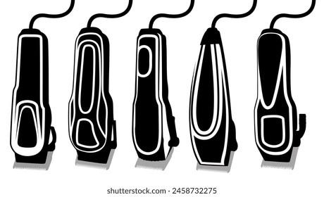 Set vector Electrical hair clipper. Modern trimmer machine icon design Illustration