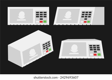 Set Vector Electronic voting machine Used in Brazilian Elections Voting Dark Background