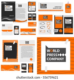 Set vector element for corporate identity of world press company.