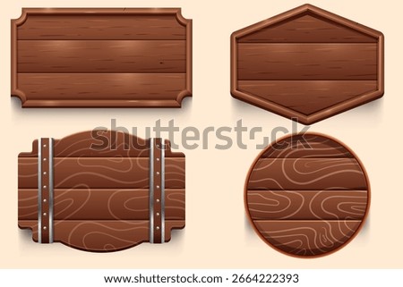 set vector element wooden signboard for western design
