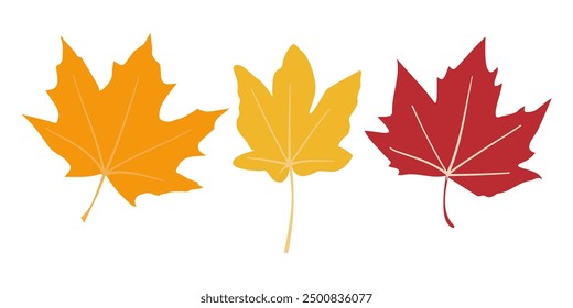 set of vector elements of autumn tree leaves
