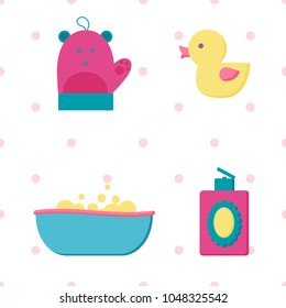 Set of vector elements. Baby items. Can be used for design of an invitation card, greeting card, children's party.
