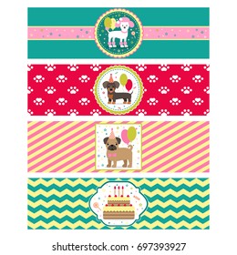 Set of vector elements for birthday design. Labels and Stickers for beverages. Perfect for printing on paper, design.