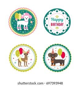 Set of vector elements for birthday design. Labels, stickers, tags for gifts, invitations and congratulations.  Perfect for printing on paper, design.
