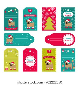 Set of vector elements for Christmas and New Year design. Labels, stickers, tags for gifts, invitations and congratulations.