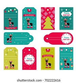 Set of vector elements for Christmas and New Year design. Labels, stickers, tags for gifts, invitations and congratulations.