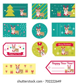 Set of vector elements for Christmas and New Year design. Labels, stickers, tags for gifts, invitations and congratulations.