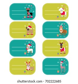 Set of vector elements for Christmas and New Year design. Labels, stickers, tags for gifts, invitations and congratulations.