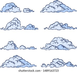 A set of vector elements. Clouds.