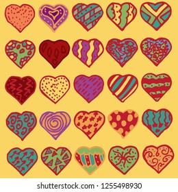set of vector elements for design, icons, heart, for decoration, concept design, February 14 Valentine's day, weddings and other holidays, postcards prints typography and web