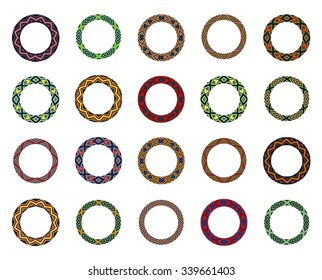 Set of vector elements of folk embroidery, stitch, stitching, border
