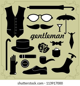 Set of vector elements for gentlemen