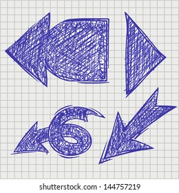 Set of vector elements in hand drawing style. The arrow pointer