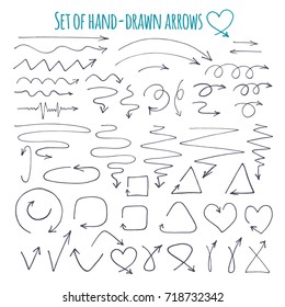 Set of vector elements. Hand drawing arrows.