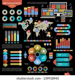 A set of vector elements of infographics. Network, business, communication. This work - eps10 vector file, contain transparent elements.