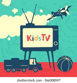 Set of vector elements Kid Television