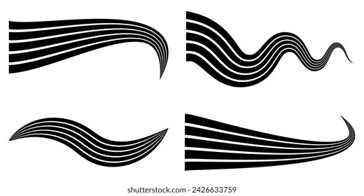 Set of vector elements from lines and straight lines. Graphic line art. Minimalistic set for works of art and various designs, posters, flyers, banners