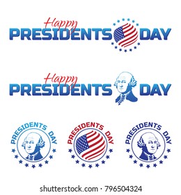 Set of vector elements or logos to Happy Presidents Day - National american holiday. Vector illustration isolated on white background. Perfect to use for advertising design and other creative projects