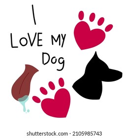 Set Of Vector Elements In Love Animals Concept. Clipart On The Theme Of Love For Animals.