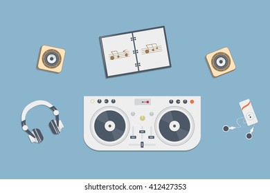 A set of vector elements of musical subjects. Icon set, music composition.