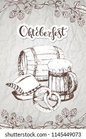 A set of vector elements on the theme of Oktoberfest. Oktoberfest. Beer festival.