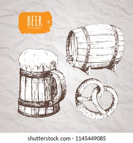 A set of vector elements on the theme of Oktoberfest. Oktoberfest. Beer festival.