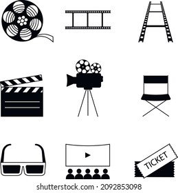 Set of vector elements on the theme of cinema.